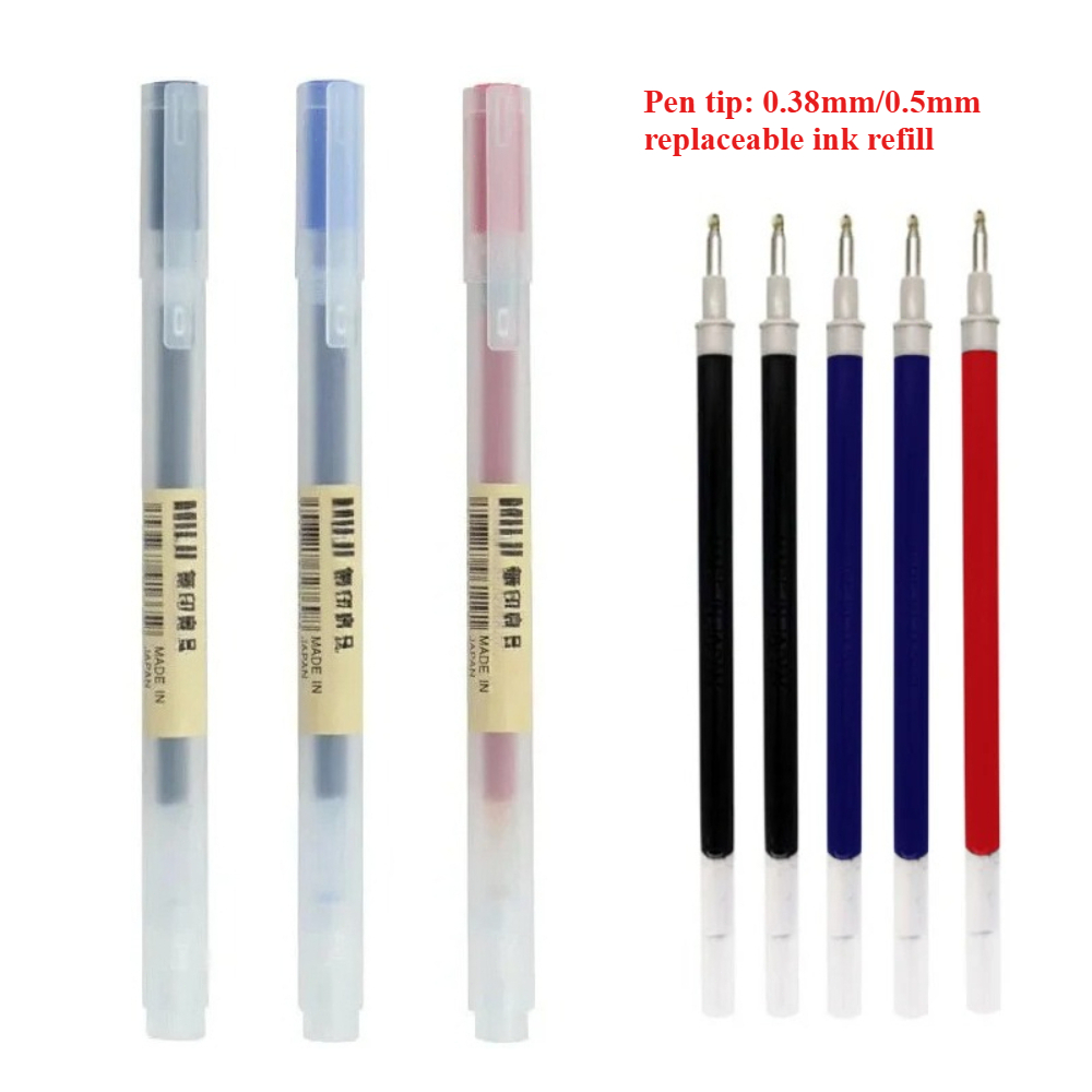 Muji Stationery Gel Pen - Recharges d'encre 0,38/0,5 mm pour stylos