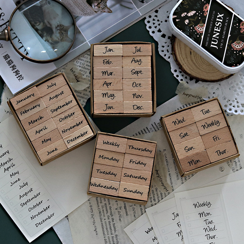 Timbres en bois pour calendrie - Rubber Date Stamp avis et prix